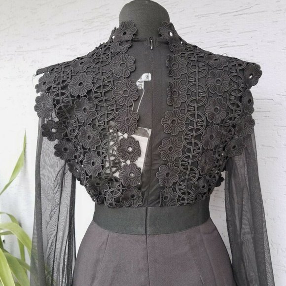Black Lace Transparent Mini Dress - Picture 5 of 5